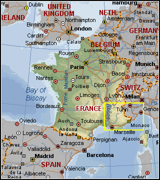 Provence na mapě Evropy